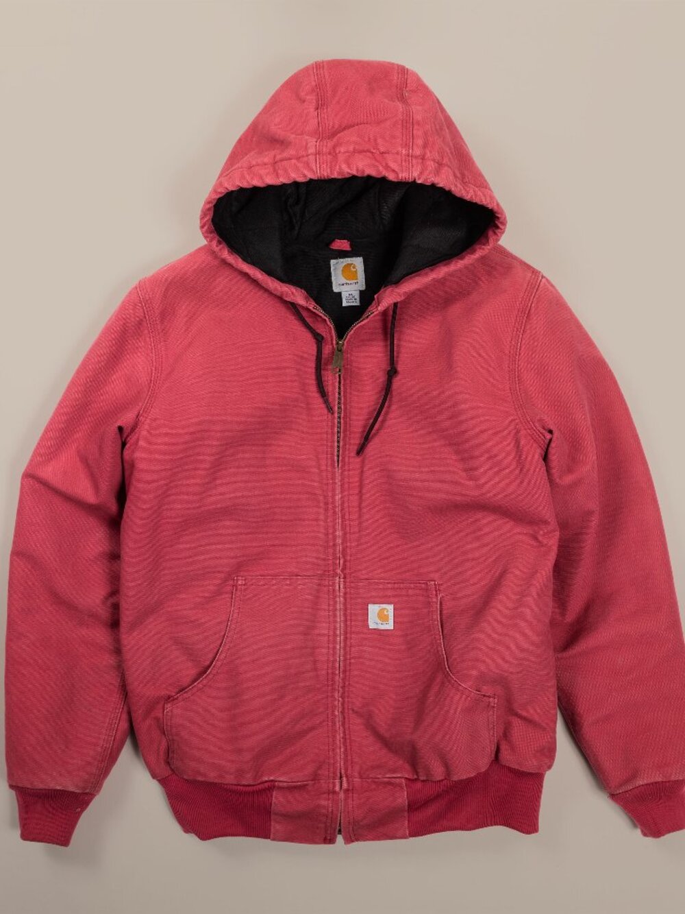 Carhartt WJ130 Jacket Womens M Pink Crabapple Canvas Quilted Flannel Hooded